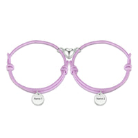 Personalized Name Tag Couple Bracelets with Heart Magnet