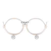 Personalized Name Tag Couple Bracelets with Heart Magnet
