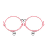 Personalized Name Tag Couple Bracelets with Heart Magnet