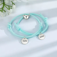 Personalized Name Tag Couple Bracelets with Heart Magnet