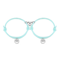 Personalized Name Tag Couple Bracelets with Heart Magnet