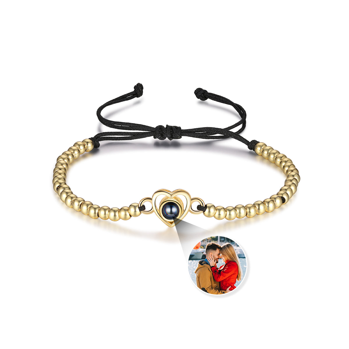 Heart Photo Projection Bead Bracelet