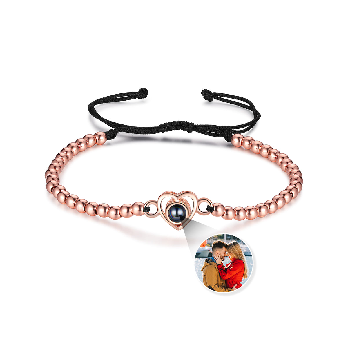 Heart Photo Projection Bead Bracelet