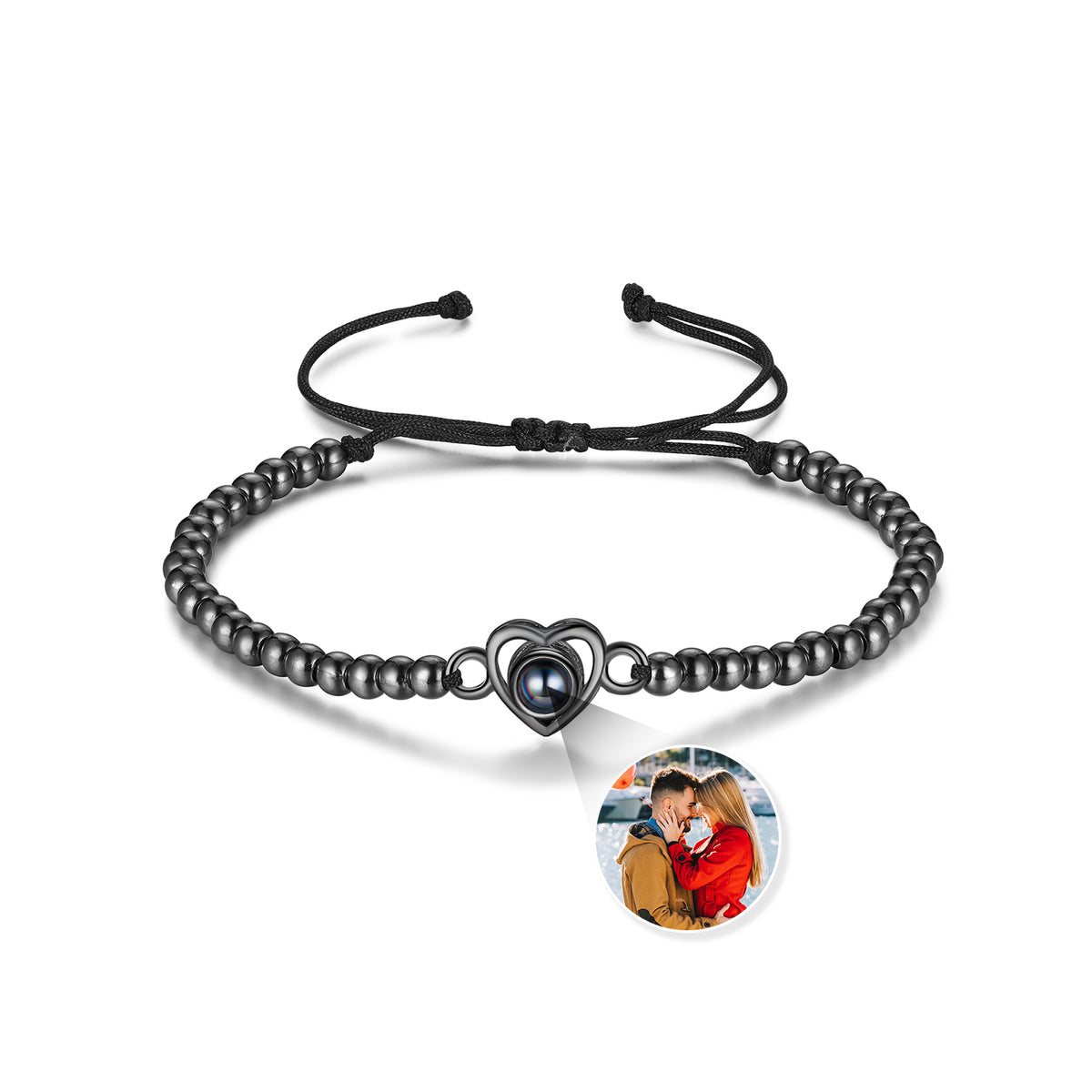 Heart Photo Projection Bead Bracelet