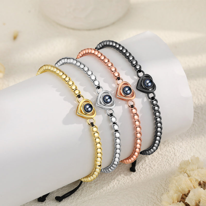 Heart Photo Projection Bead Bracelet