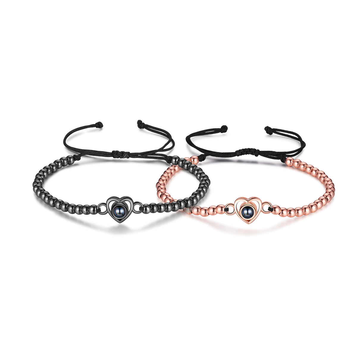 Heart Photo Projection Couple Bead Bracelets