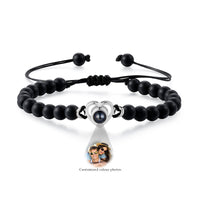 Heart Photo Projection Stone Bead Bracelet