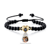 Heart Photo Projection Stone Bead Bracelet
