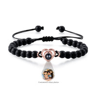 Heart Photo Projection Stone Bead Bracelet