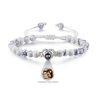 Heart Photo Projection Stone Bead Bracelet