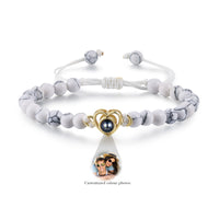 Heart Photo Projection Stone Bead Bracelet