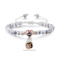 Heart Photo Projection Stone Bead Bracelet