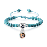 Heart Photo Projection Stone Bead Bracelet