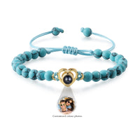 Heart Photo Projection Stone Bead Bracelet