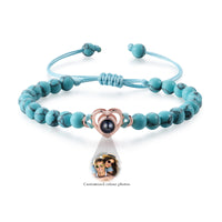 Heart Photo Projection Stone Bead Bracelet