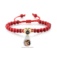 Heart Photo Projection Stone Bead Bracelet
