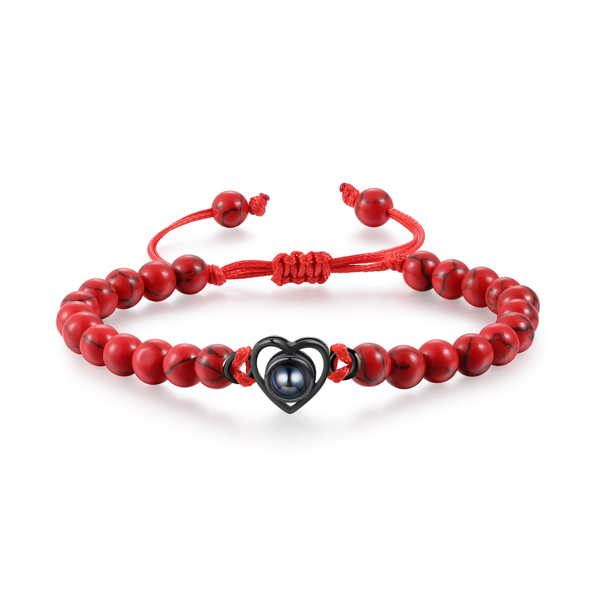 Heart Photo Projection Stone Bead Bracelet