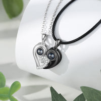 Matching Heart Photo Projection Couple Necklaces