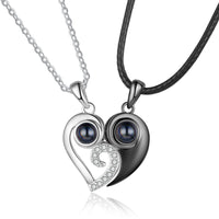 Matching Heart Photo Projection Couple Necklaces