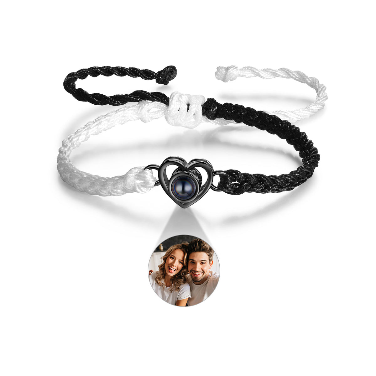 Heart Photo Projection Braided Rope Bracelet