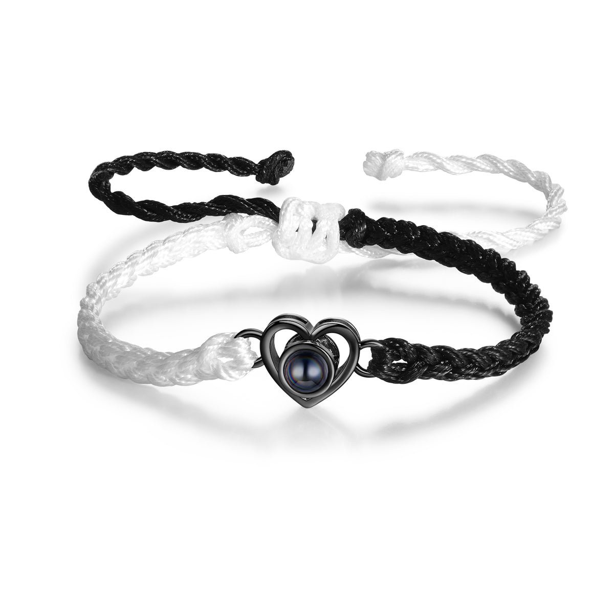 Heart Photo Projection Braided Rope Bracelet