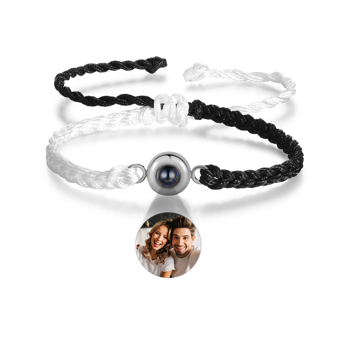 Round Photo Projection Braided Rope Bracelet
