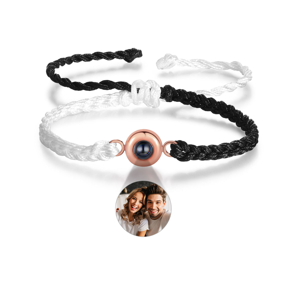 Round Photo Projection Braided Rope Bracelet