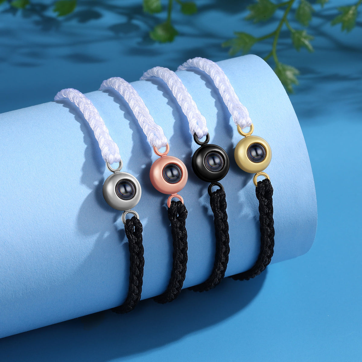 Round Photo Projection Braided Rope Bracelet