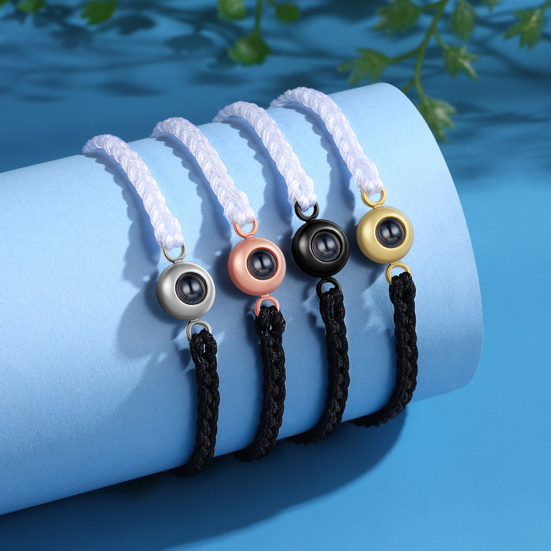Round Photo Projection Braided Rope Bracelet
