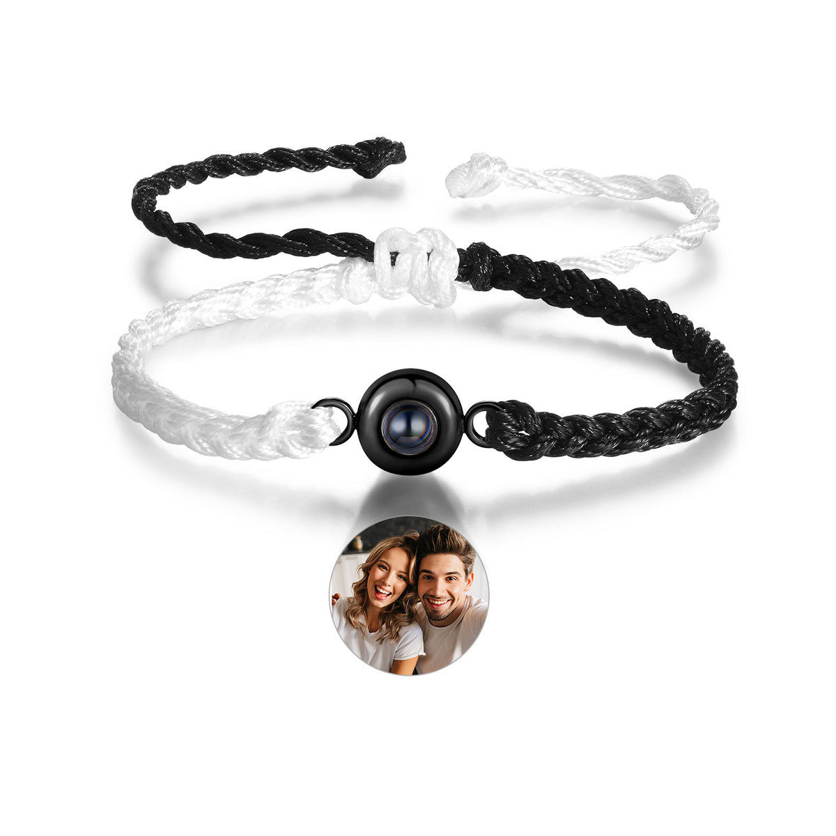 Round Photo Projection Braided Rope Bracelet
