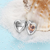 Sterling Silver Heart Photo Locket Necklace