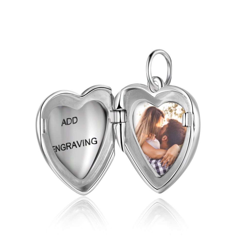 Sterling Silver Heart Photo Locket Necklace