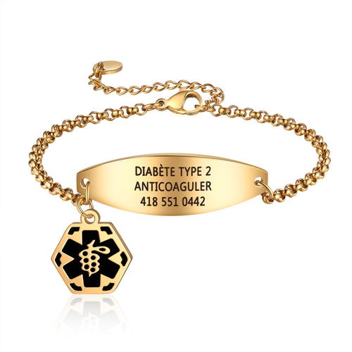 Personalized Gold Chain Medical ID Bracelet