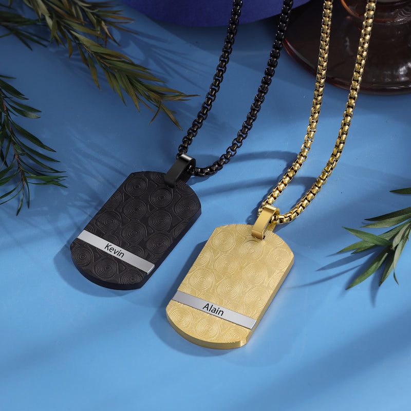 Men's Engraved Name Dog Tag Necklace