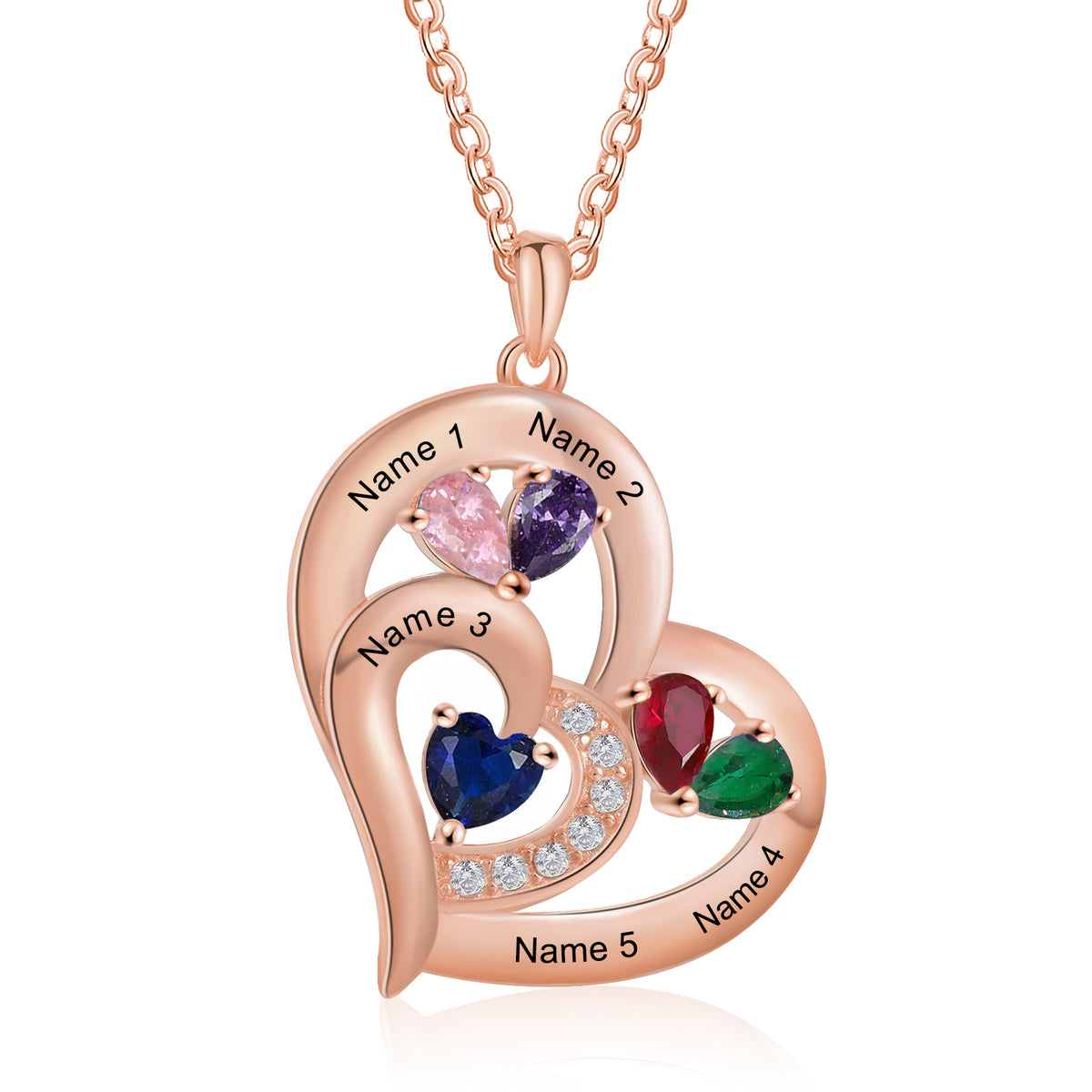 Custom Birthstone Heart Necklace