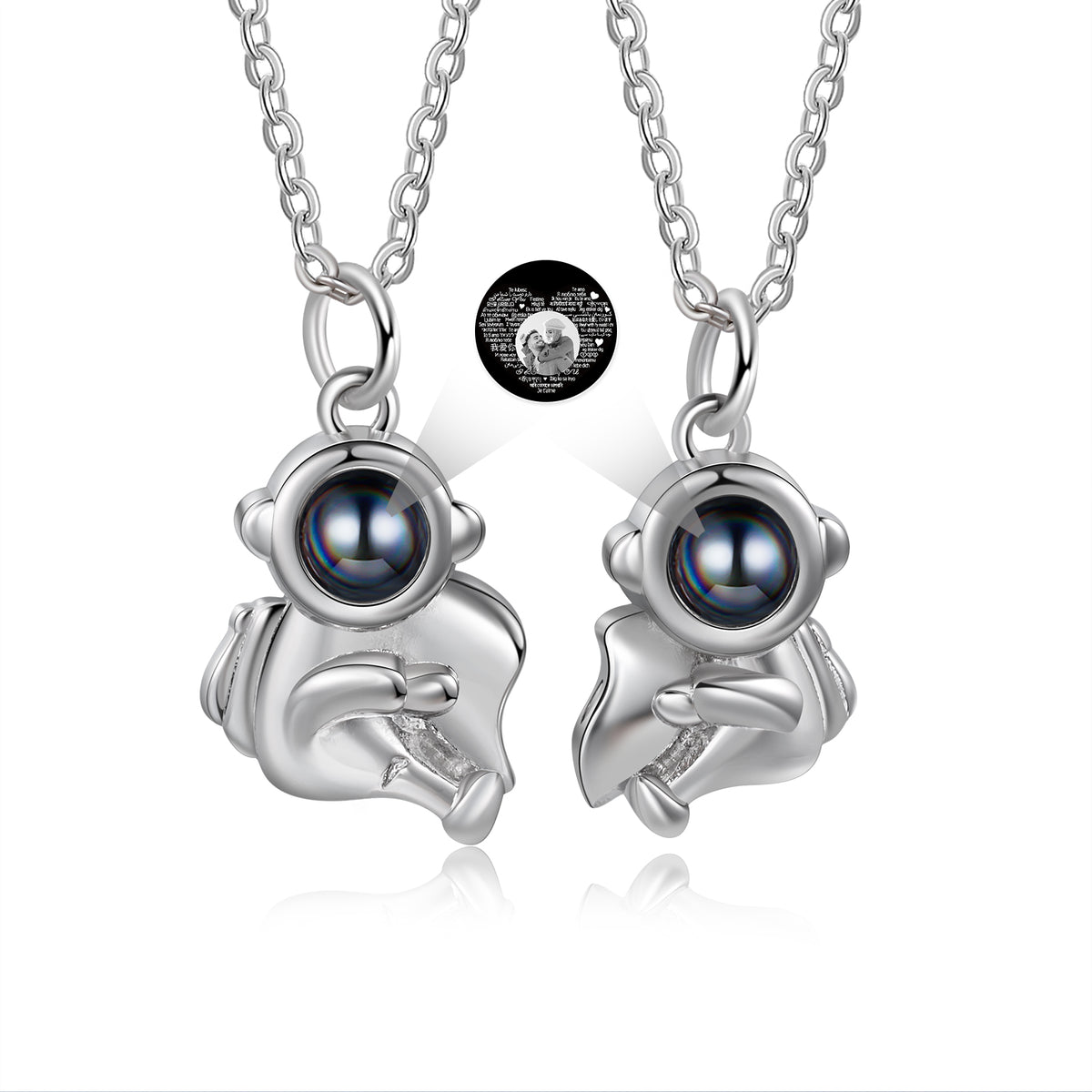 Astronaut Photo Projection Couple Necklaces