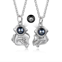 Astronaut Photo Projection Couple Necklaces