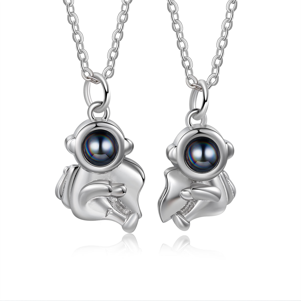 Astronaut Photo Projection Couple Necklaces