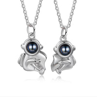 Astronaut Photo Projection Couple Necklaces