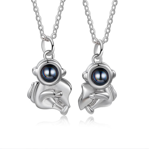 Astronaut Photo Projection Couple Necklaces
