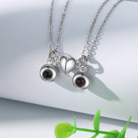 Magnetic Heart Photo Projection Couple Necklaces