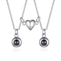 Magnetic Heart Photo Projection Couple Necklaces