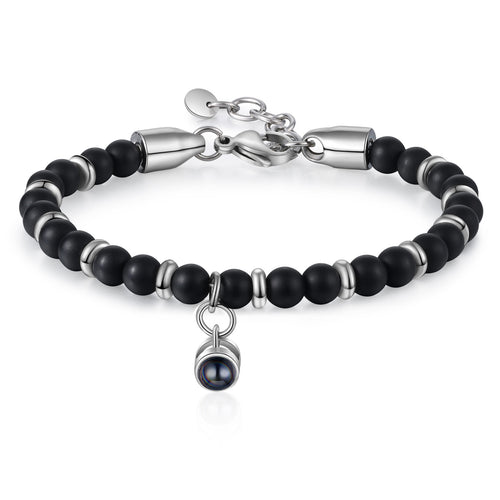 Natural Stone Photo Projection Bead Bracelet