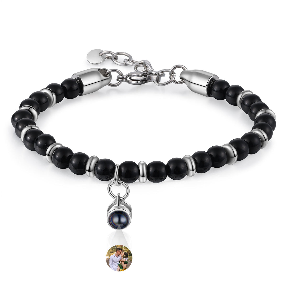 Natural Stone Photo Projection Bead Bracelet