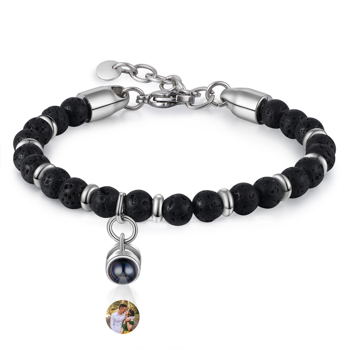 Natural Stone Photo Projection Bead Bracelet