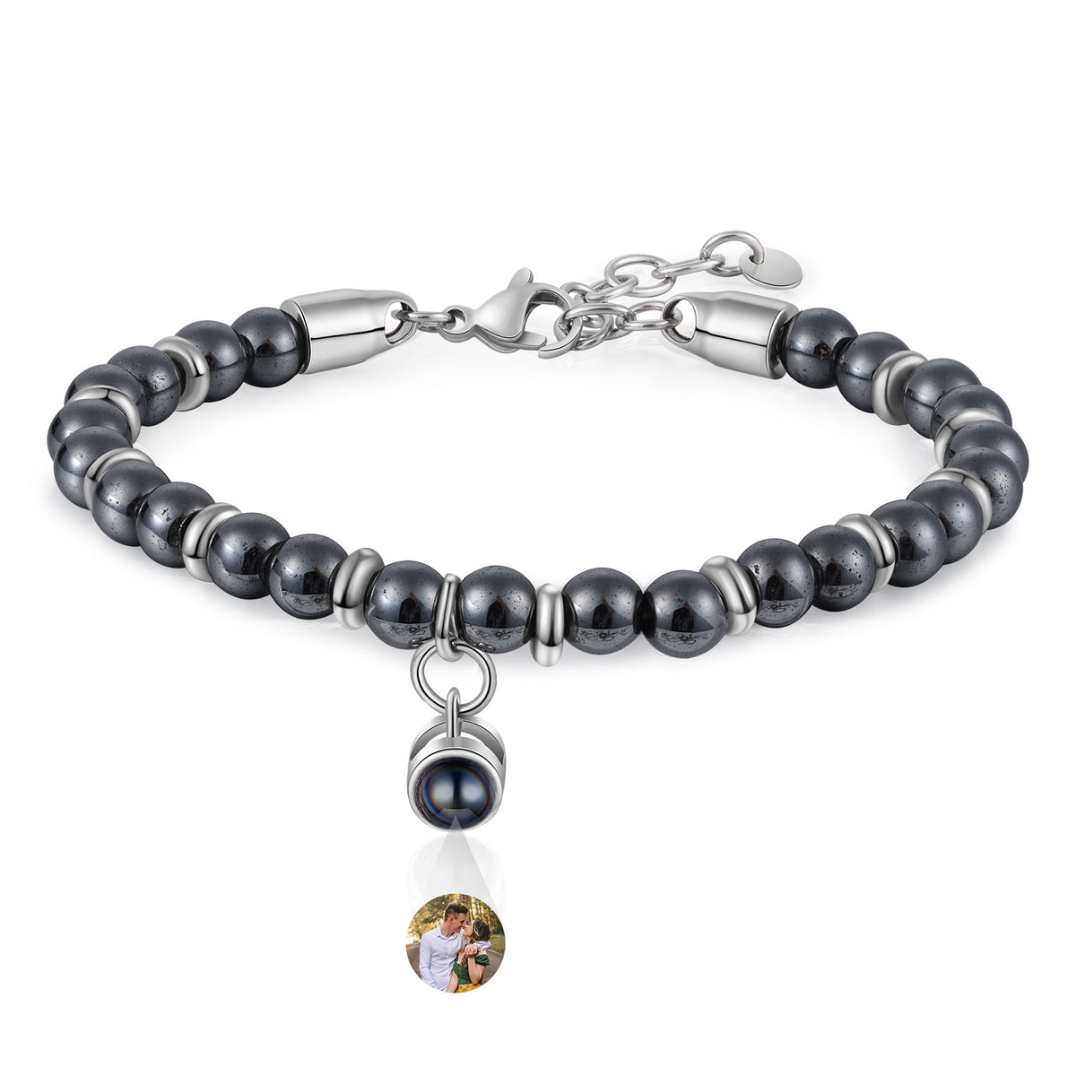 Natural Stone Photo Projection Bead Bracelet