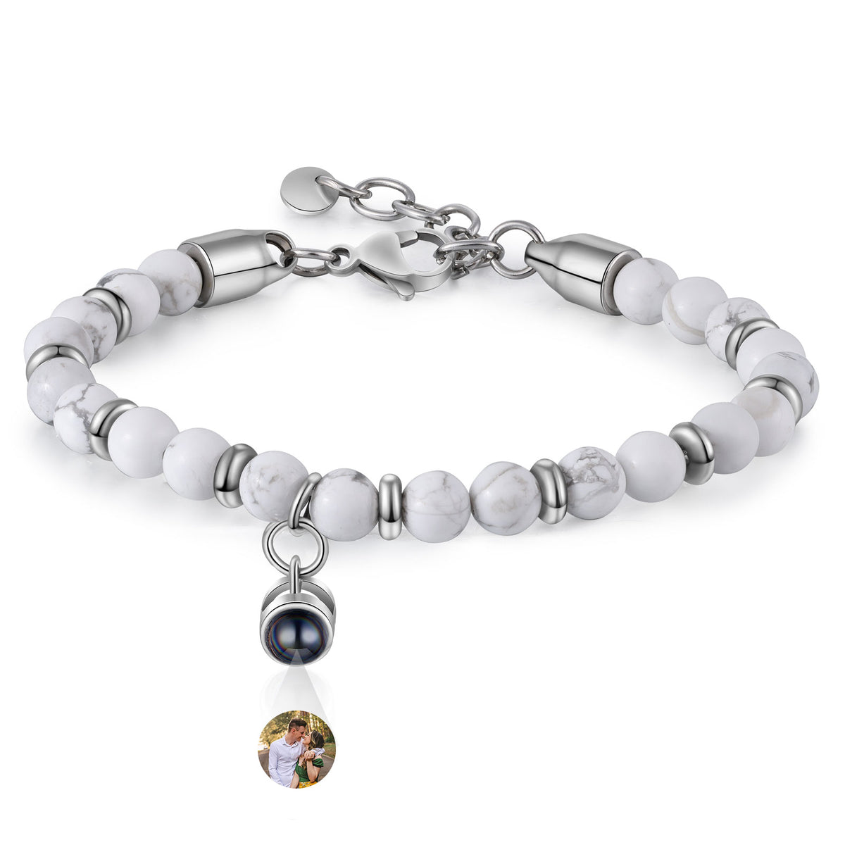 Natural Stone Photo Projection Bead Bracelet