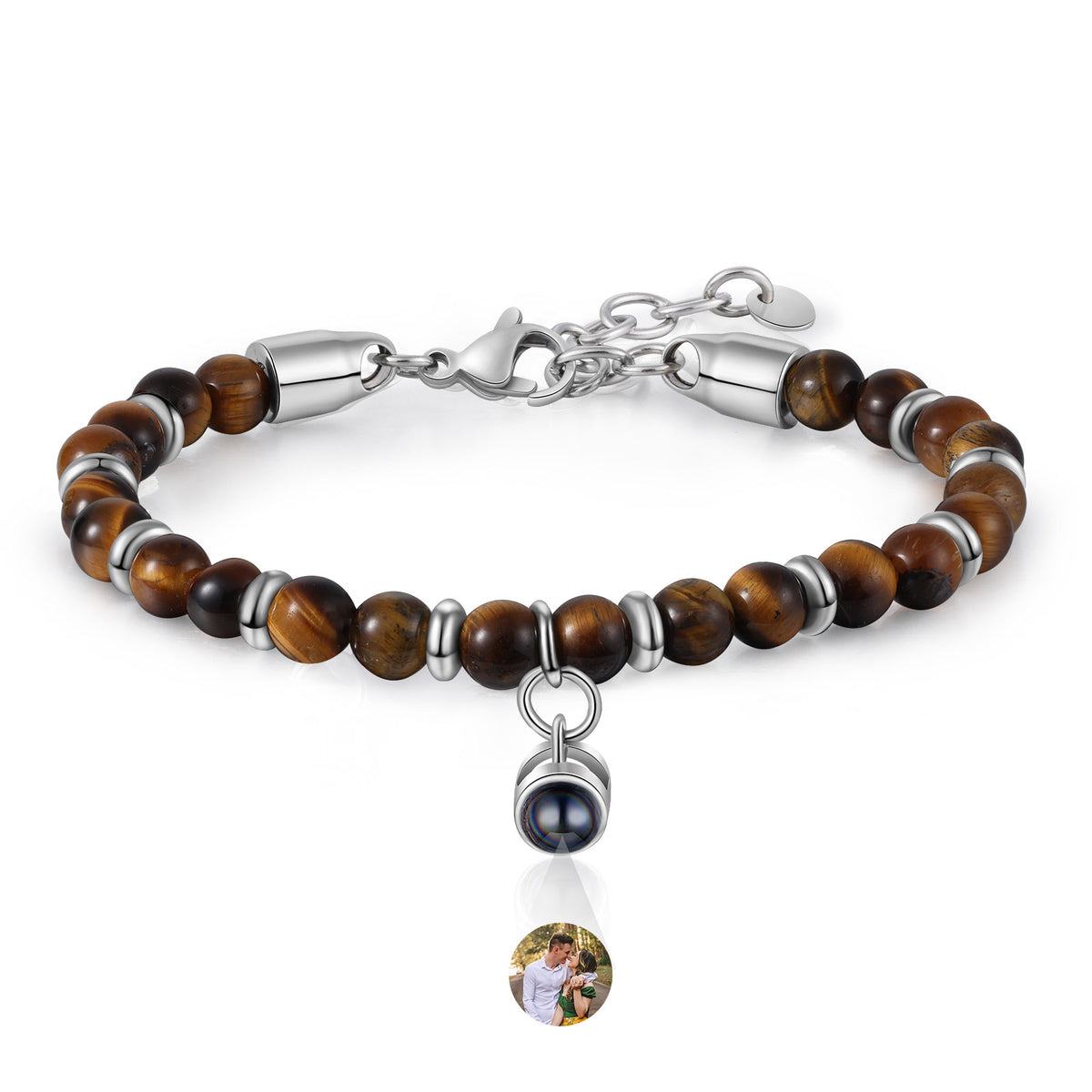 Natural Stone Photo Projection Bead Bracelet