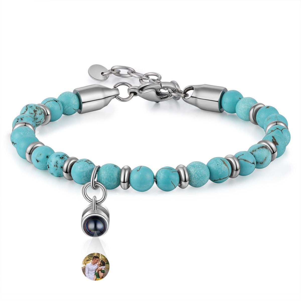 Natural Stone Photo Projection Bead Bracelet