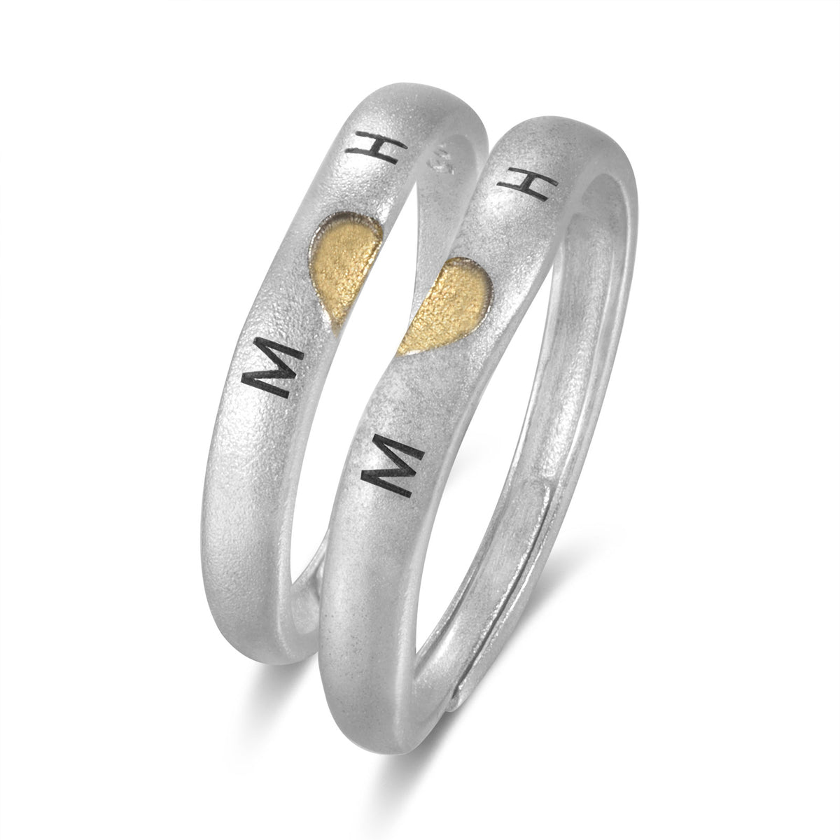 Personalized Initial Heart Couple Ring